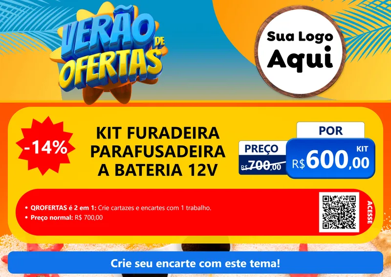 Modelo de Cartaz para Cartaz A4 Horizontal com o tema Verão de Ofertas para Maquinas e Ferramentas
