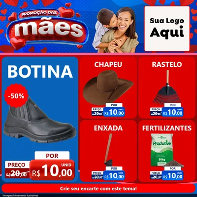 Modelo de Rede Social para Feed Facebook com o tema Promoção das Mães para Agropecuária