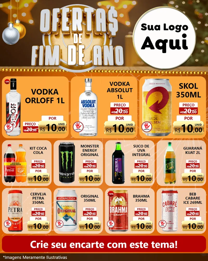 Modelo de Rede Social para Feed Instagram com o tema Ofertas de Fim de Ano para Distribuidora de bebidas