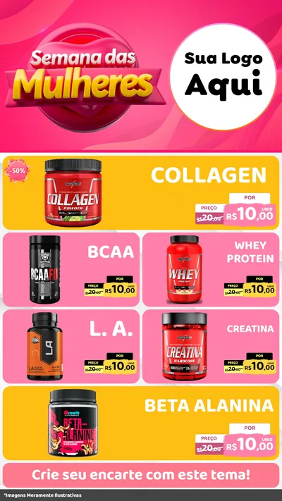 Modelo de TV para TV Vertical com o tema Semana das Mulheres para Suplementos alimentares