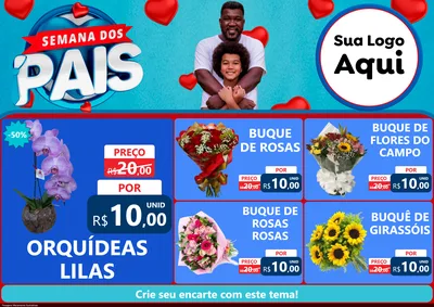 Modelo de Encarte para Encarte A4 Horizontal com o tema Semana Dos Pais para Floricultura e jardim
