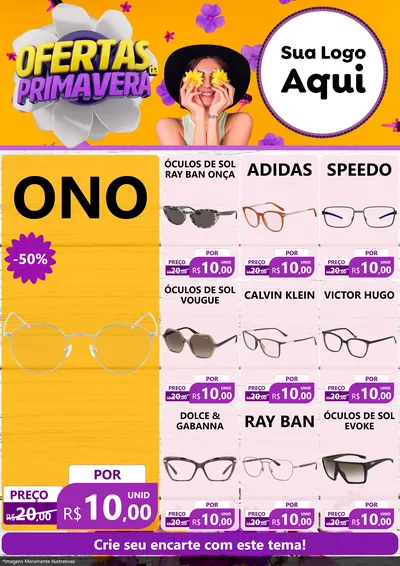 Modelo de Encarte para Encarte A4 Vertical com o tema Ofertas Da Primavera para Óticas