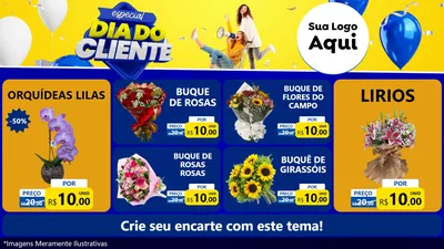 Modelo de TV para TV Horizontal com o tema Especial Dia do Cliente para Floricultura e jardim