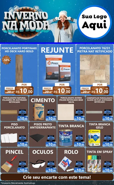Modelo de Encarte para Encarte Grande com o tema Inverno na Moda para Pisos e revestimentos