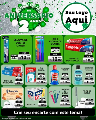 Modelo de Rede Social para Feed Instagram com o tema Promoção de Aniversário - 2 Anos para Higiene Pessoal