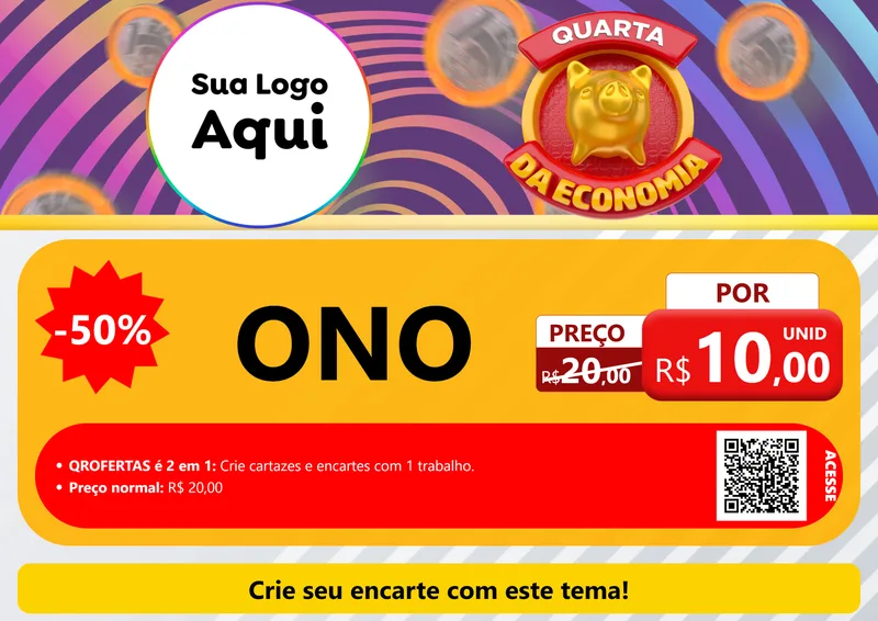 Modelo de Cartaz para Cartaz A4 Horizontal com o tema Quarta da Economia para Óticas