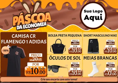 Modelo de Encarte para Encarte A4 Horizontal com o tema Páscoa da Economia para Roupas e acessórios