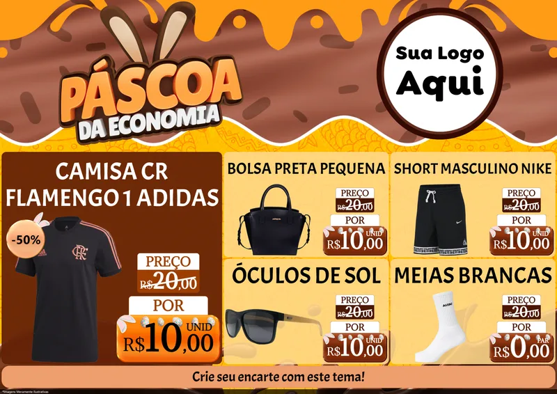 Modelo de Encarte para Encarte A4 Horizontal com o tema Páscoa da Economia para Roupas e acessórios