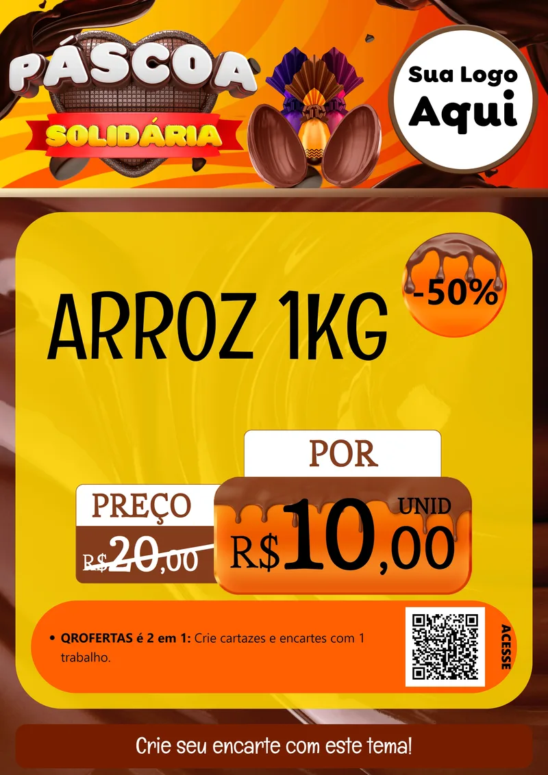Modelo de Cartaz para Cartaz A4 Vertical com o tema Páscoa Solidária para Supermercado