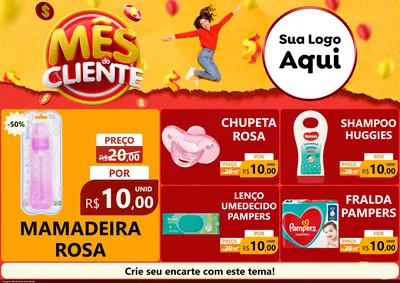 Modelo de Encarte para Encarte A4 Horizontal com o tema Mês do Cliente para Bebês