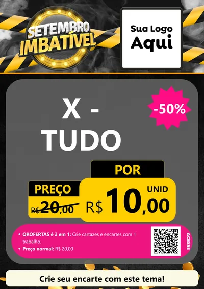 Modelo de Cartaz para Cartaz A4 Vertical com o tema Setembro Imbatível para Hamburgueria