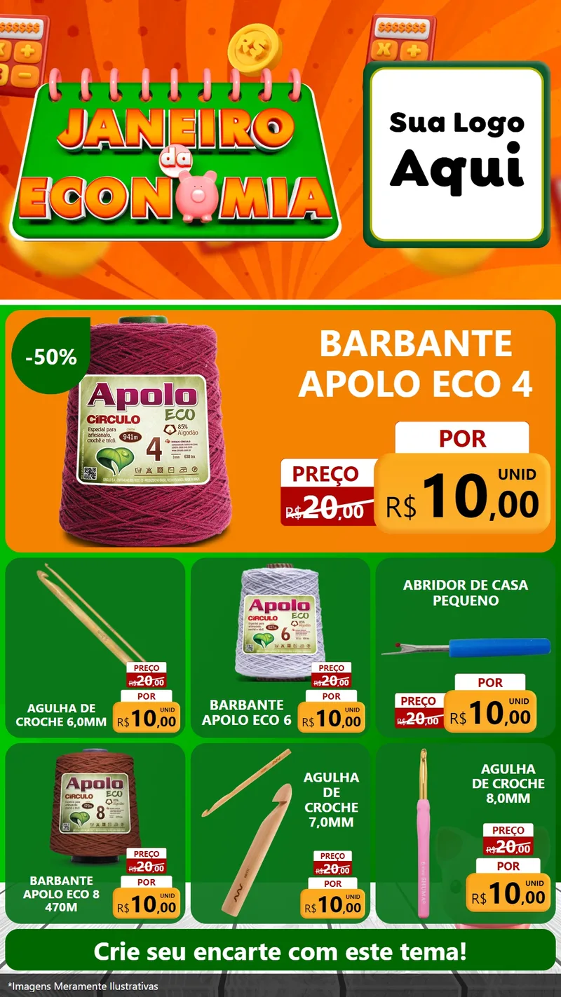 Modelo de Rede Social para Stories com o tema Janeiro da Economia para Armarinho e Aviamentos