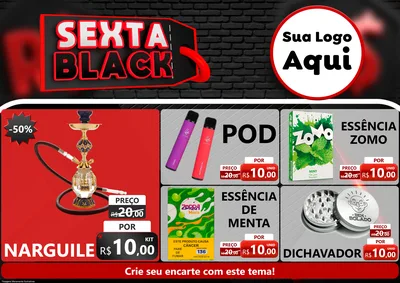 Modelo de Encarte para Encarte A4 Horizontal com o tema Sexta Black para Tabacaria