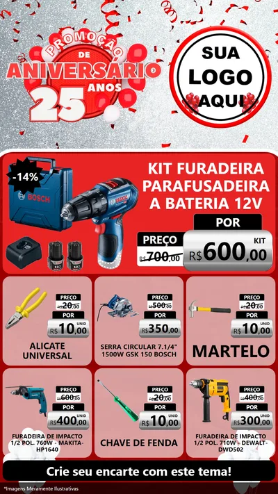 Modelo de Rede Social para Stories com o tema Promoção de Aniversário - 25Anos para Maquinas e Ferramentas