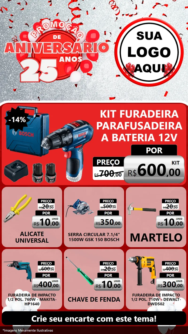 Modelo de Rede Social para Stories com o tema Promoção de Aniversário - 25Anos para Maquinas e Ferramentas