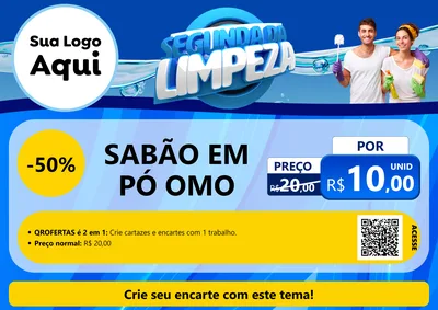 Modelo de Cartaz para Cartaz A4 Horizontal com o tema Segunda da Limpeza para Produtos de Limpeza