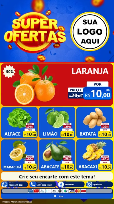 Modelo de Rede Social para Stories com o tema Super Ofertas para Hortifrúti