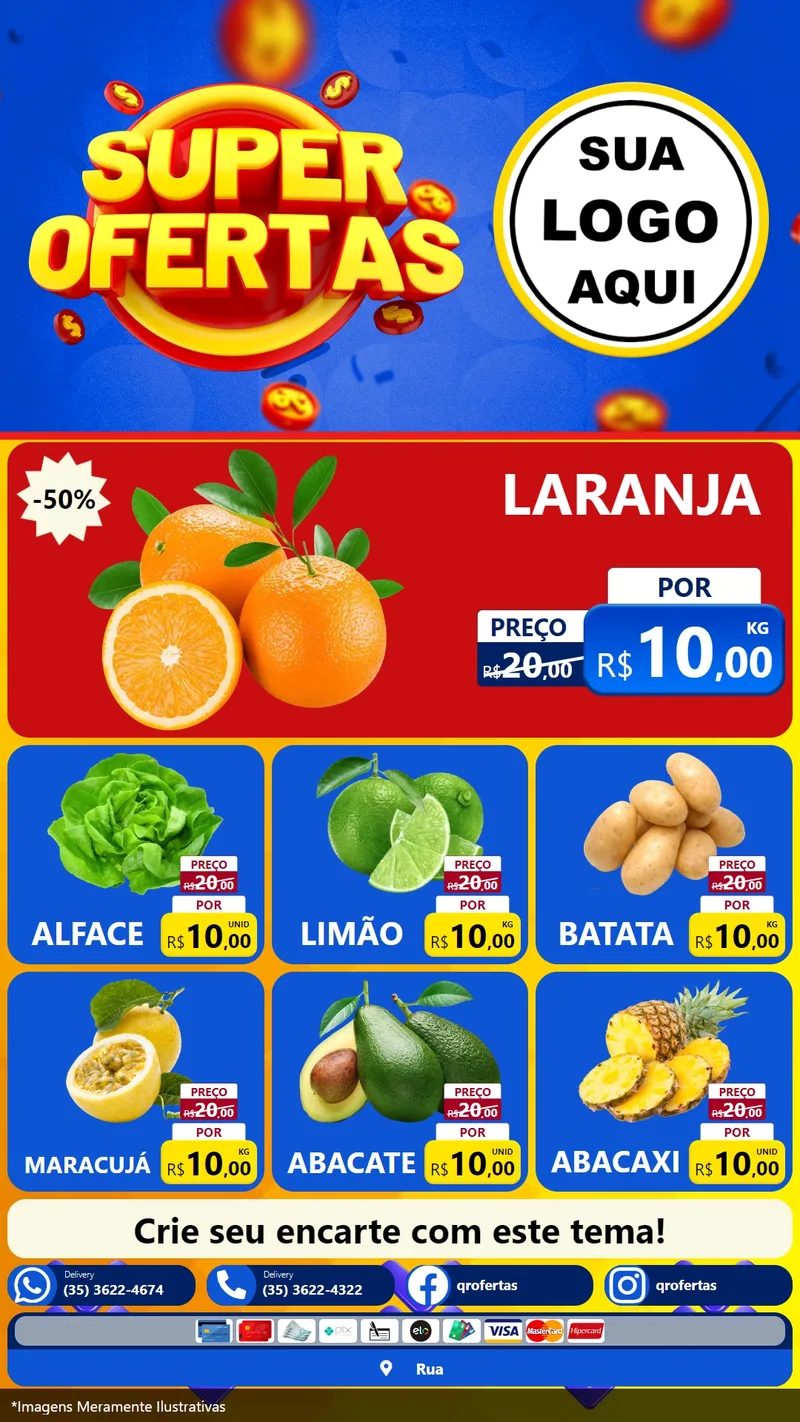 Modelo de Rede Social para Stories com o tema Super Ofertas para Hortifrúti