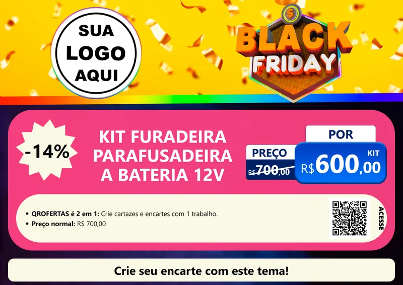 Modelo de Cartaz para Cartaz A4 Horizontal com o tema Black Friday para Maquinas e Ferramentas