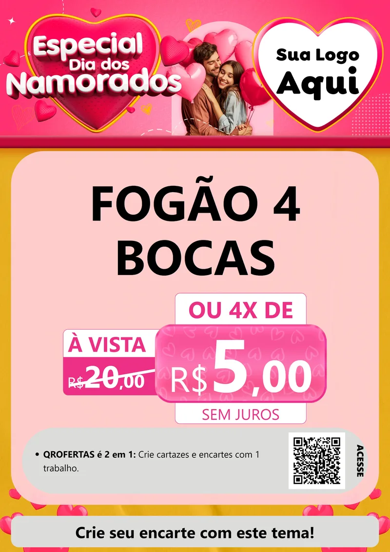 Modelo de Cartaz para Cartaz A4 Vertical com o tema Especial Dia dos Namorados para Móveis e Eletro