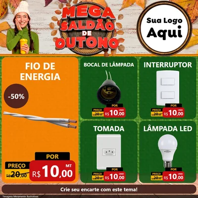 Modelo de Rede Social para Feed Facebook com o tema Mega Saldão de Outono para Materiais Elétricos