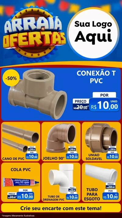 Modelo de Rede Social para Stories com o tema Arraiá de Ofertas - Junina para Tubos e conexões