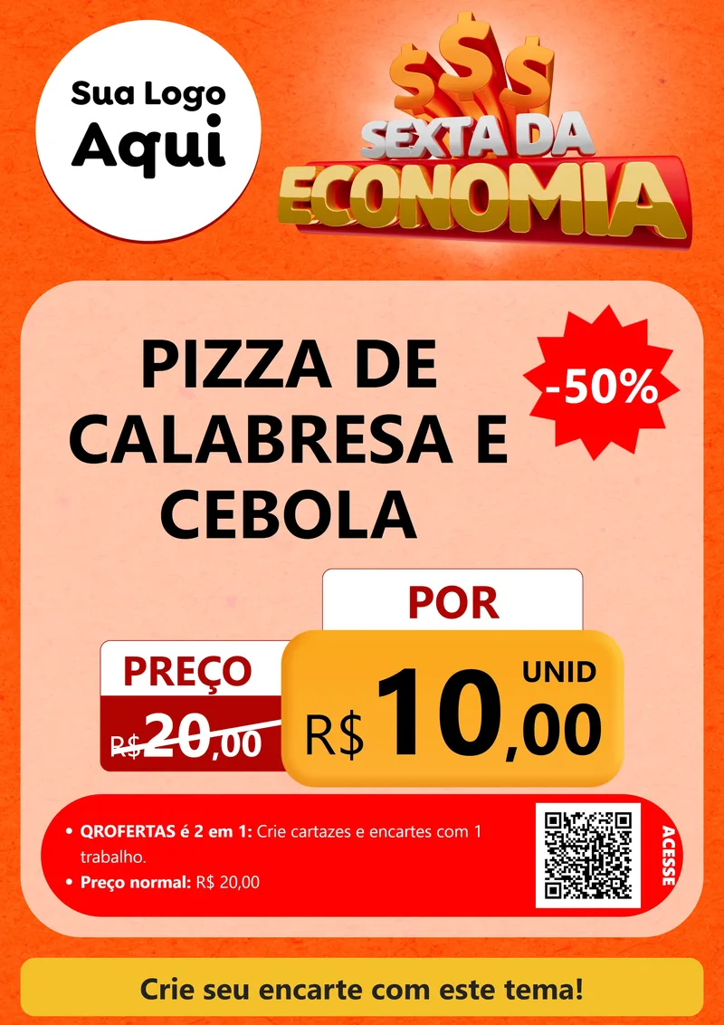 Modelo de Cartaz para Cartaz A4 Vertical com o tema Sexta da Economia para Pizzaria