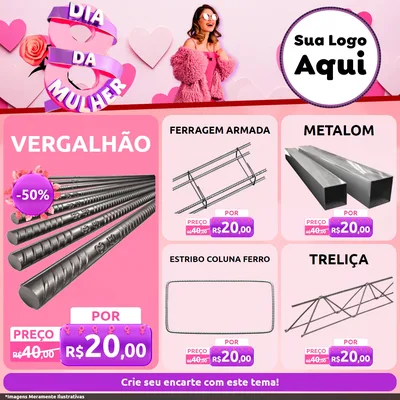 Modelo de Rede Social para Feed Facebook com o tema Dia da Mulher para Ferragens