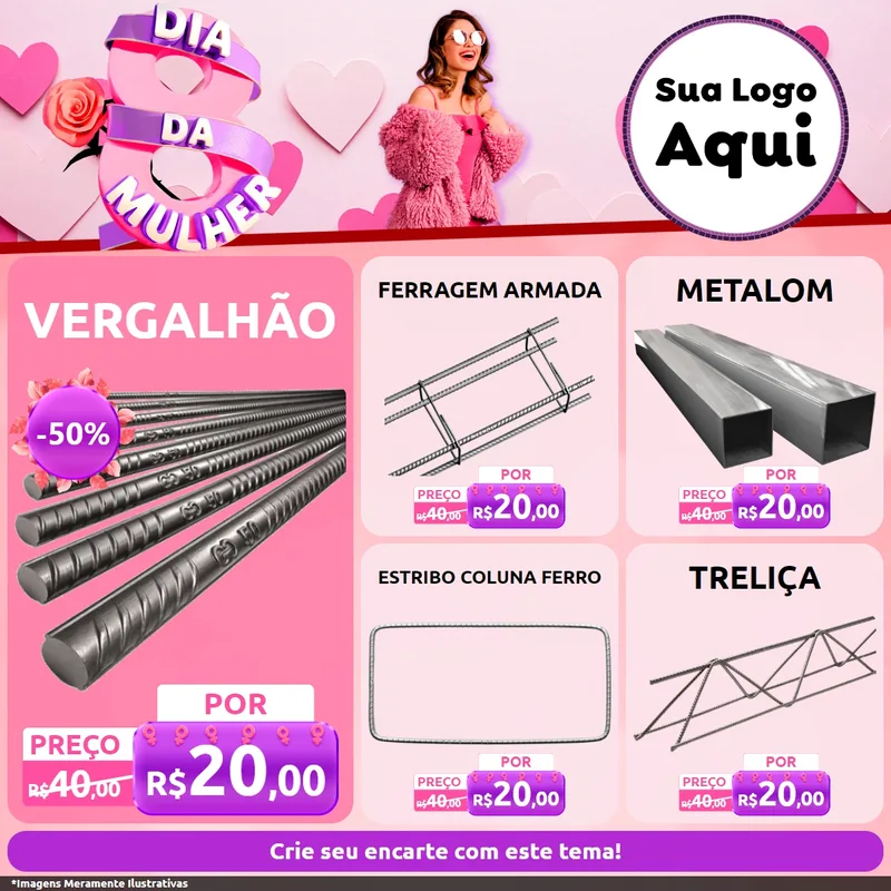Modelo de Rede Social para Feed Facebook com o tema Dia da Mulher para Ferragens