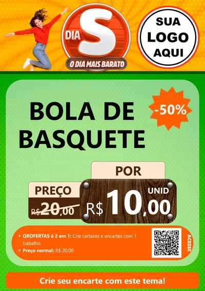 Modelo de Cartaz para Cartaz A4 Vertical com o tema Dia S - O Dia Mais Barato para Artigos Esportivos