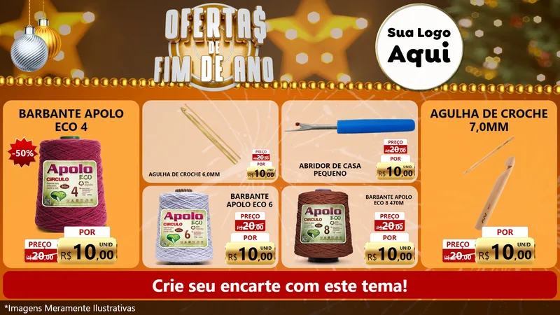 Modelo de TV para TV Horizontal com o tema Ofertas de Fim de Ano para Armarinho e Aviamentos