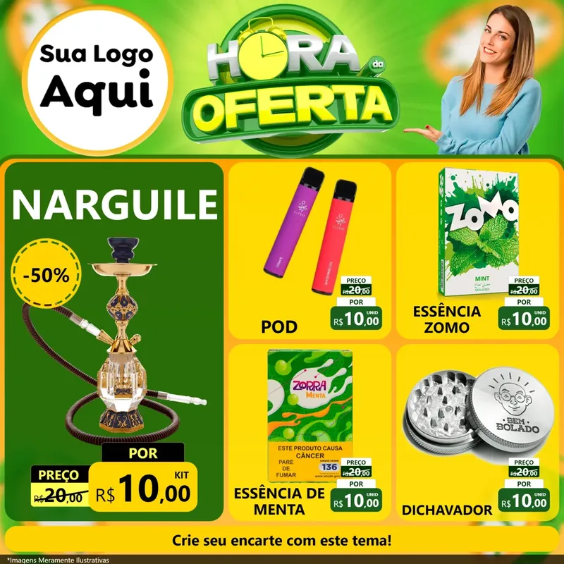 Modelo de Rede Social para Feed Facebook com o tema Hora da Oferta para Tabacaria