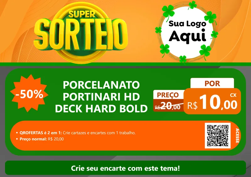 Modelo de Cartaz para Cartaz A4 Horizontal com o tema Super Sorteio para Pisos e revestimentos