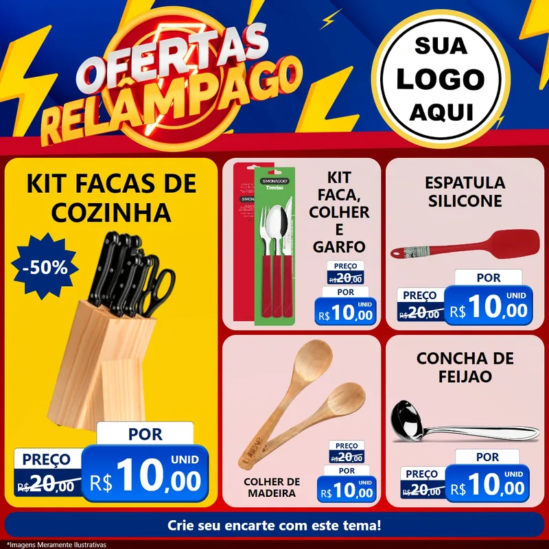 Modelo de Rede Social para Feed Facebook com o tema Ofertas Relâmpago para Utilidades Domésticas