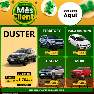 Modelo de Rede Social para Feed Facebook com o tema Especial Mês do Cliente para Concessionaria de Carros