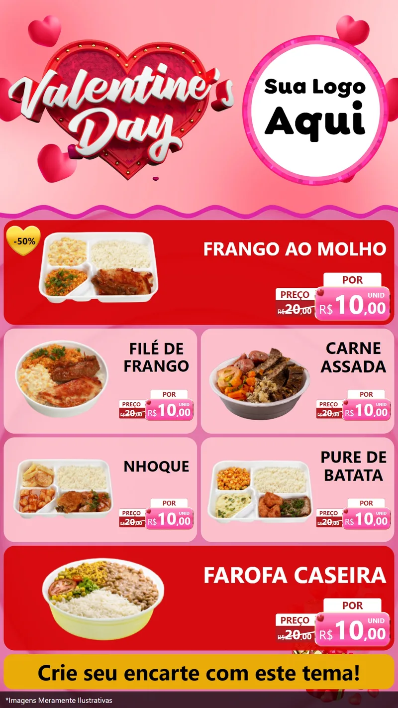 Modelo de TV para TV Vertical com o tema Valentine's Day para Restaurante