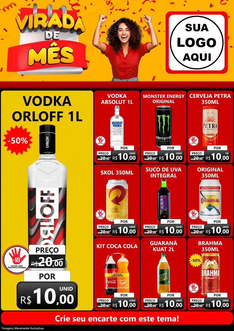 Modelo de Encarte para Encarte A4 Vertical com o tema Virada de Mês para Distribuidora de bebidas