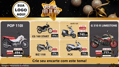 Modelo de TV para TV Horizontal com o tema Ofertas de Fim de Ano para Concessionaria de Motos