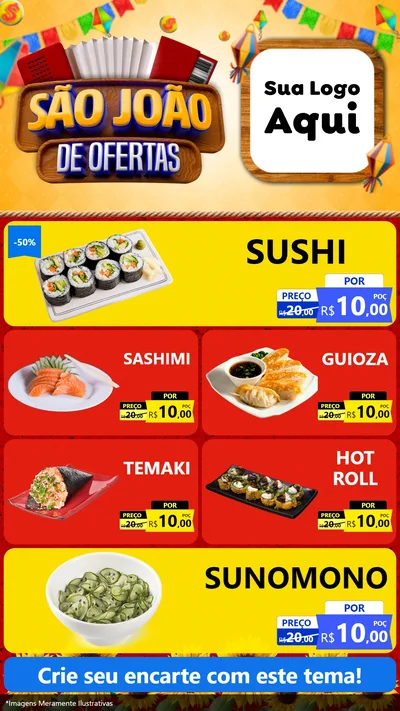 Modelo de TV para TV Vertical com o tema São João de Ofertas para Comida japonesa