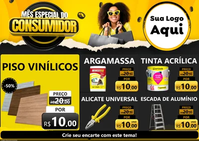 Modelo de Encarte para Encarte A4 Horizontal com o tema Mês Especial do Consumidor para Material para Construção