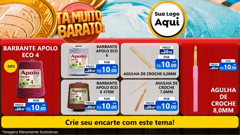 Modelo de TV para TV Horizontal com o tema Está Muito Barato para Armarinho e Aviamentos