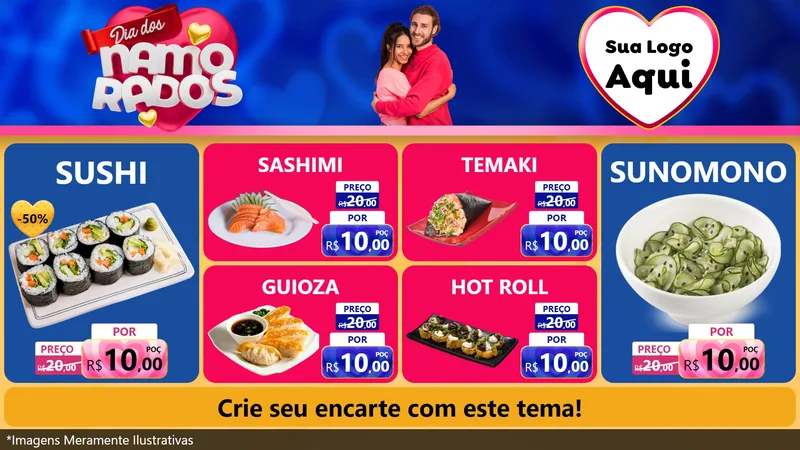 Modelo de TV para TV Horizontal com o tema Dia dos namorados para Comida japonesa