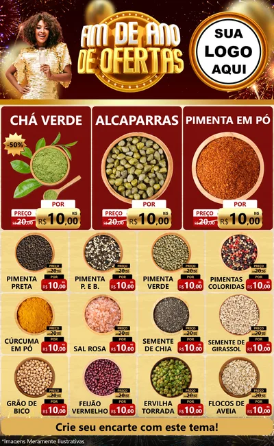 Modelo de Encarte para Encarte Grande com o tema Fim de Ano de Ofertas para Produtos Naturais