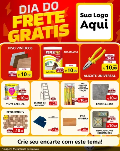 Modelo de Rede Social para Feed Instagram com o tema Dia do Frete Grátis para Material para Construção