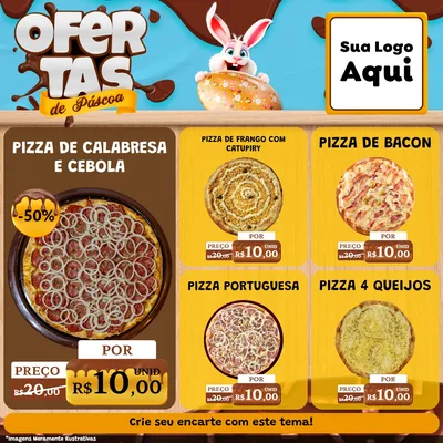Modelo de Rede Social para Feed Facebook com o tema Ofertas de Páscoa para Pizzaria
