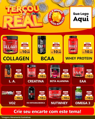 Modelo de Rede Social para Feed Instagram com o tema Terçou do Real para Suplementos alimentares