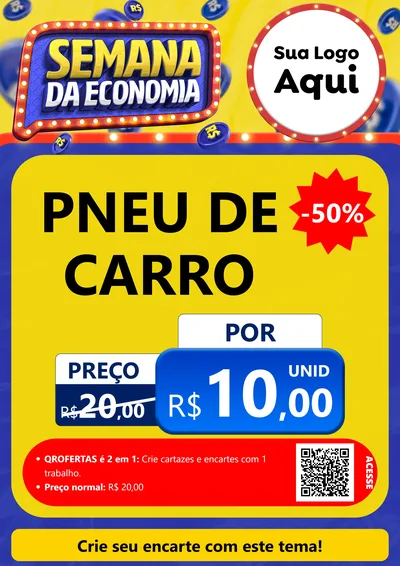 Modelo de Cartaz para Cartaz A4 Vertical com o tema Semana da Economia para Auto peças