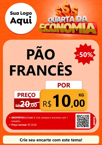Modelo de Cartaz para Cartaz A4 Vertical com o tema Quarta da Economia para Padaria
