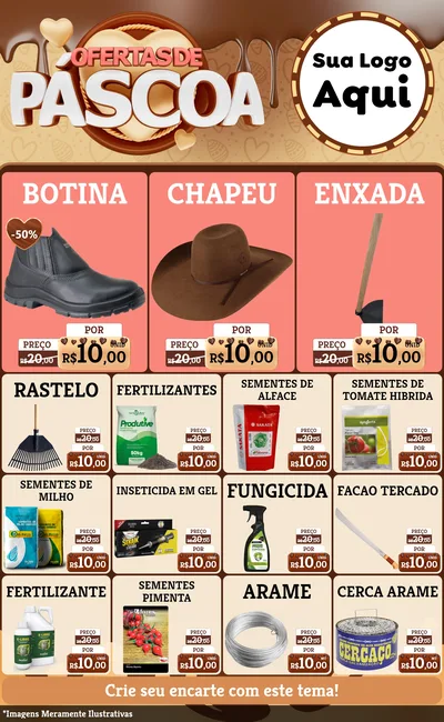 Modelo de Encarte para Encarte Grande com o tema Ofertas de Páscoa para Agropecuária