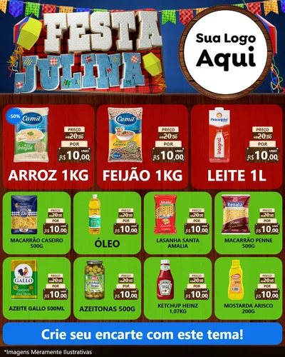 Modelo de Rede Social para Feed Instagram com o tema Festa Julina para Supermercado